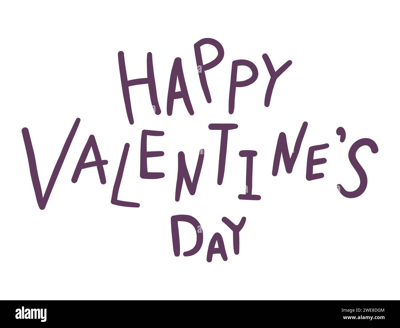 Happy Valentines Day hand drawn lettering. Vector Stock Vector