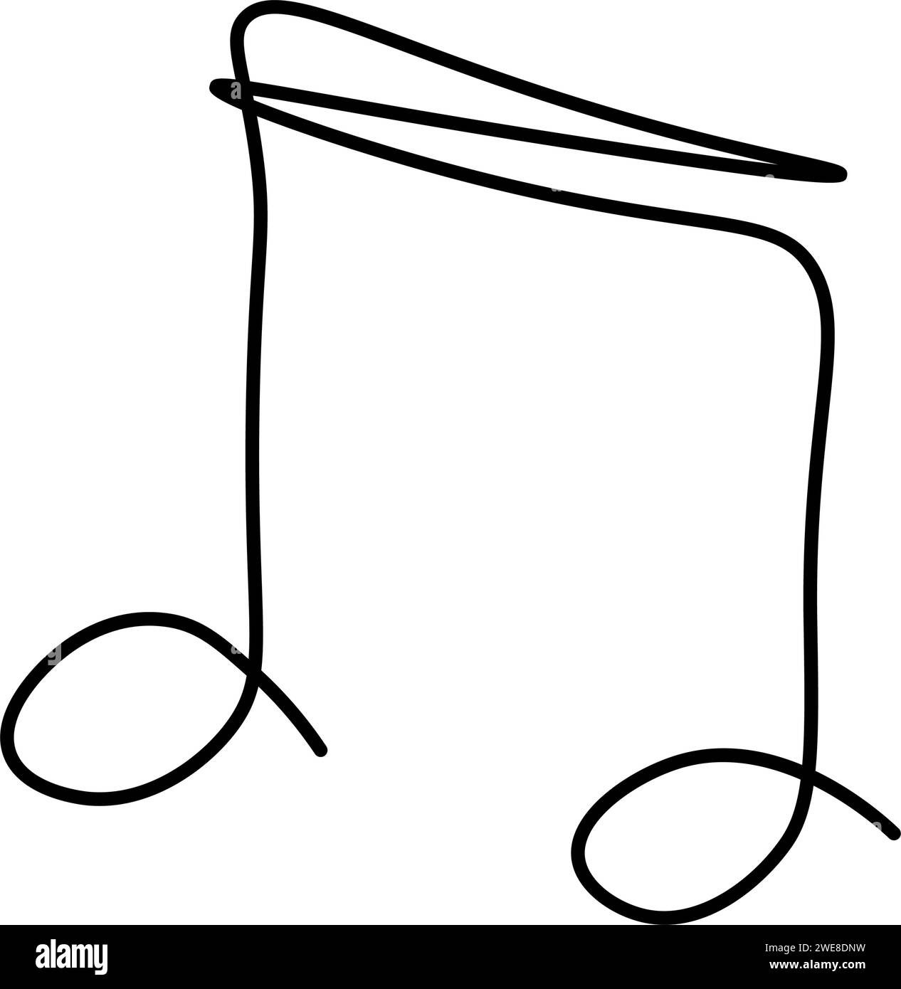 One continuous line drawing of music note. Minimalist music symbol or