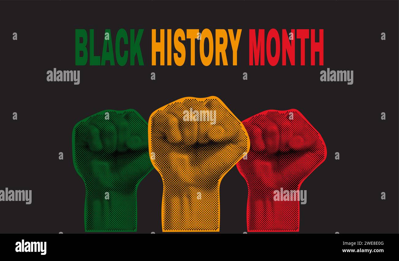 Trendy halftone collage banner. Black History Month. African American ...