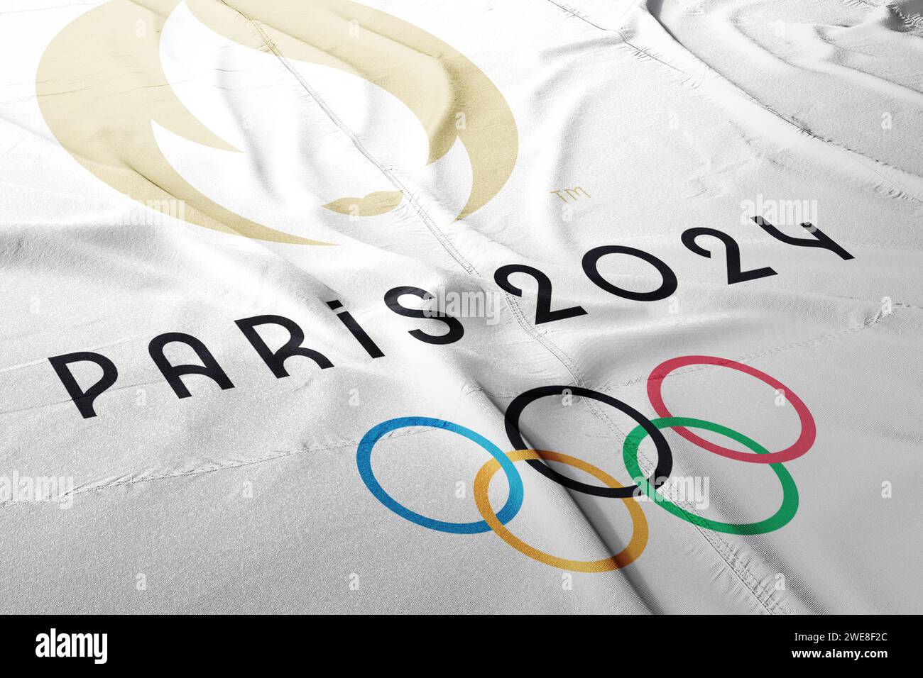 Top view of flag of french olympics games 2024 with grunge . Plane