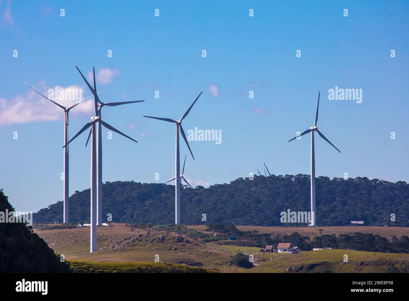 A Landscape with wind turbines for power generation Stock Photo - Alamy