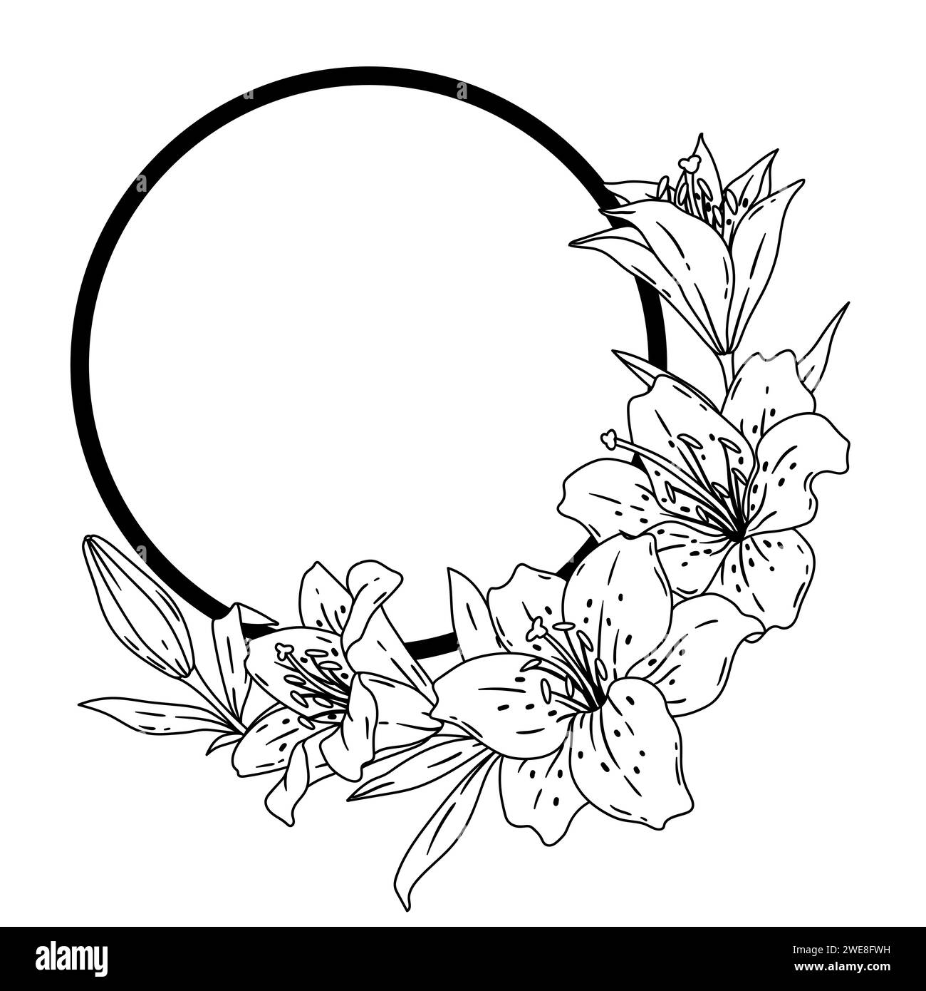 Lilies stylized Black and White Stock Photos & Images - Alamy