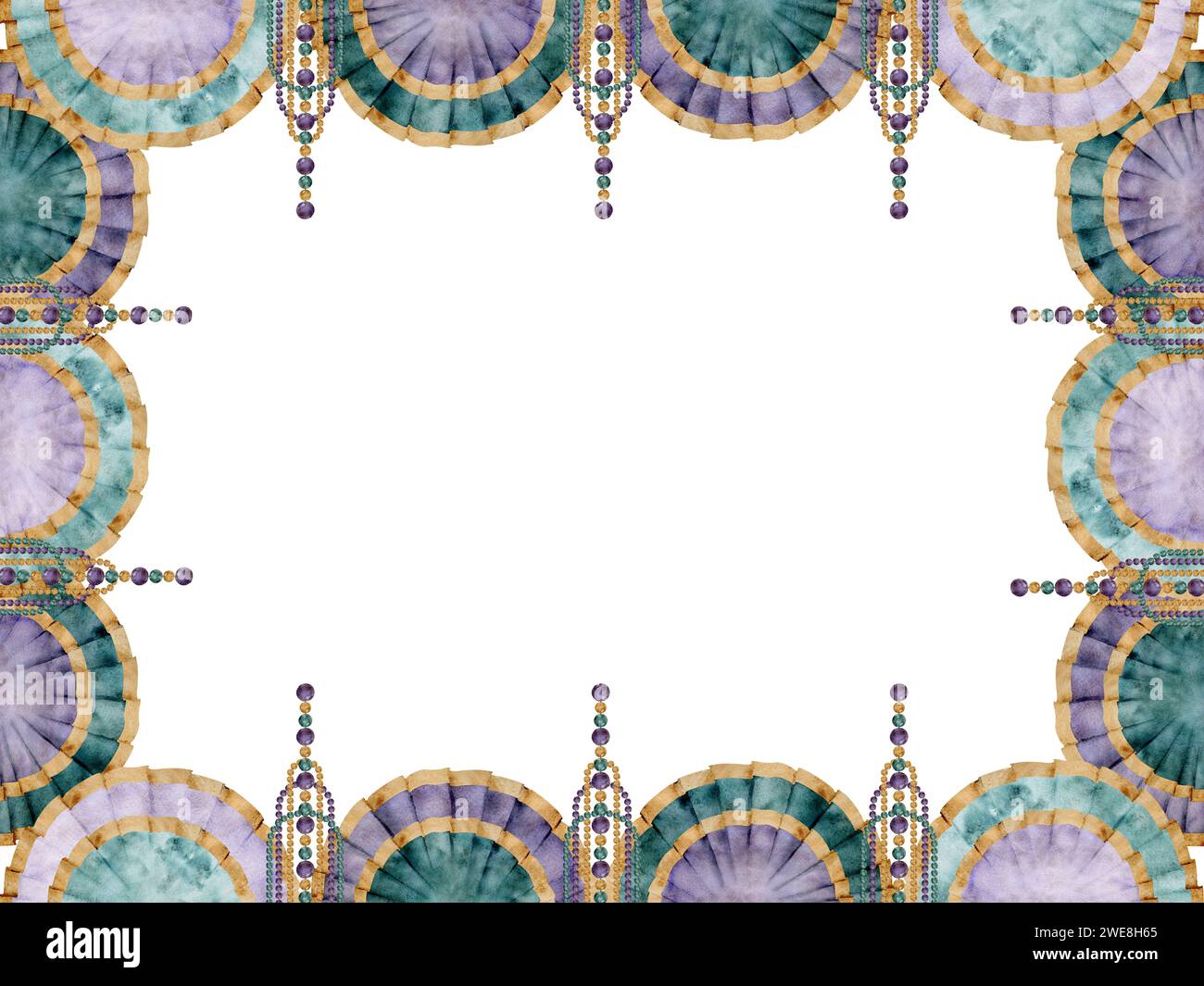Hand drawn watercolor Mardi Gras carnival symbols. Textile festoon ...