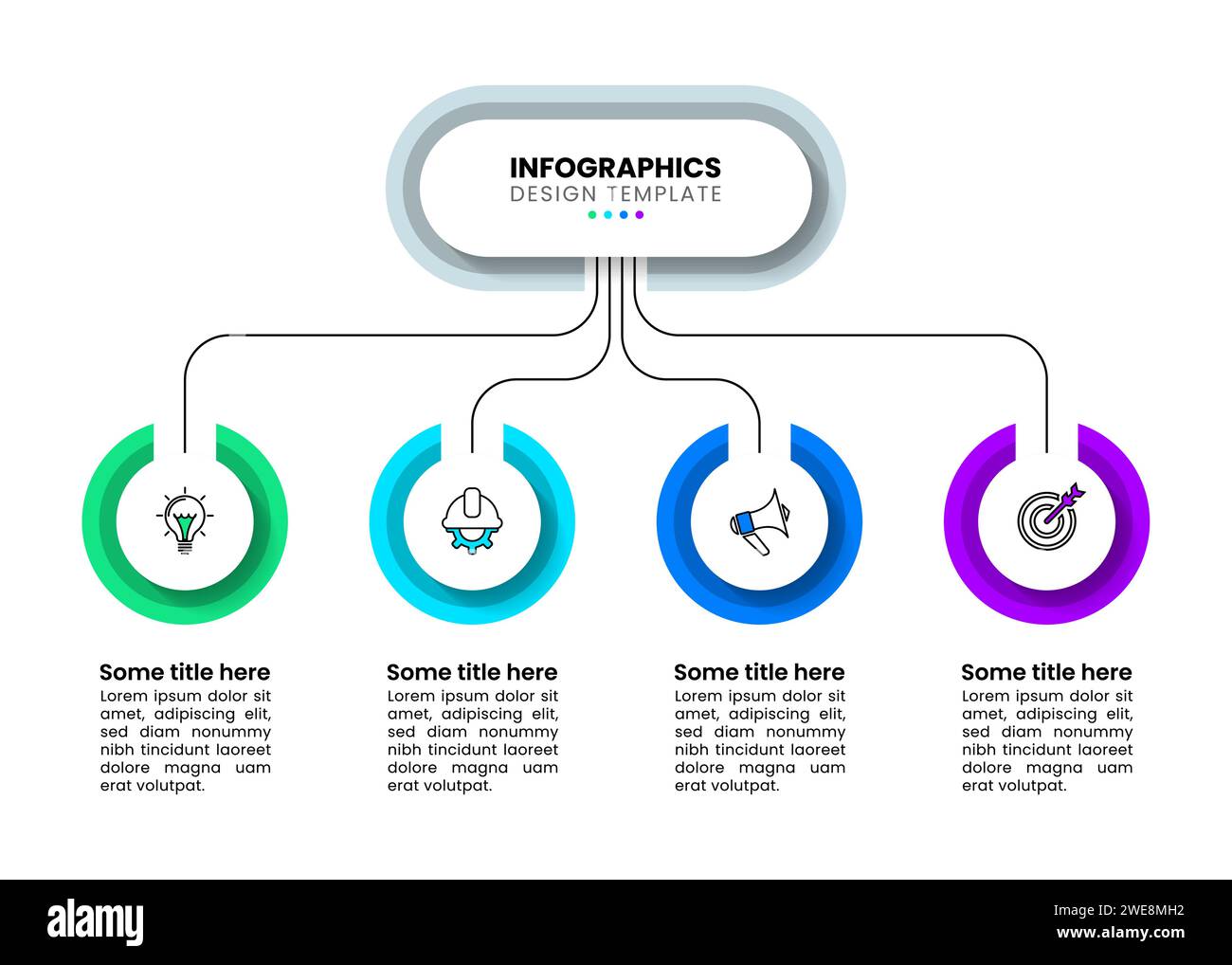 Infographic template with icons and 4 options or steps. Connected ...