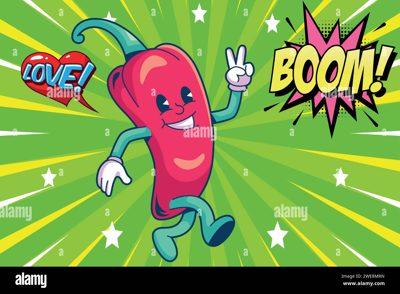 hot food red chili pop art Stock Vector Image & Art - Alamy