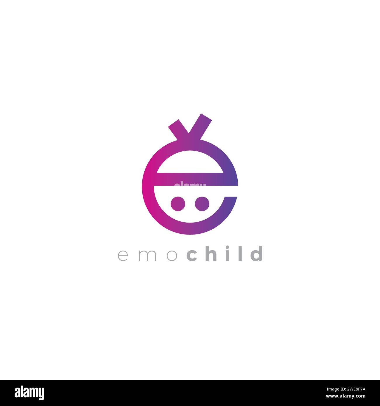 Emo Child Logo letter e smile logo Stock Vector