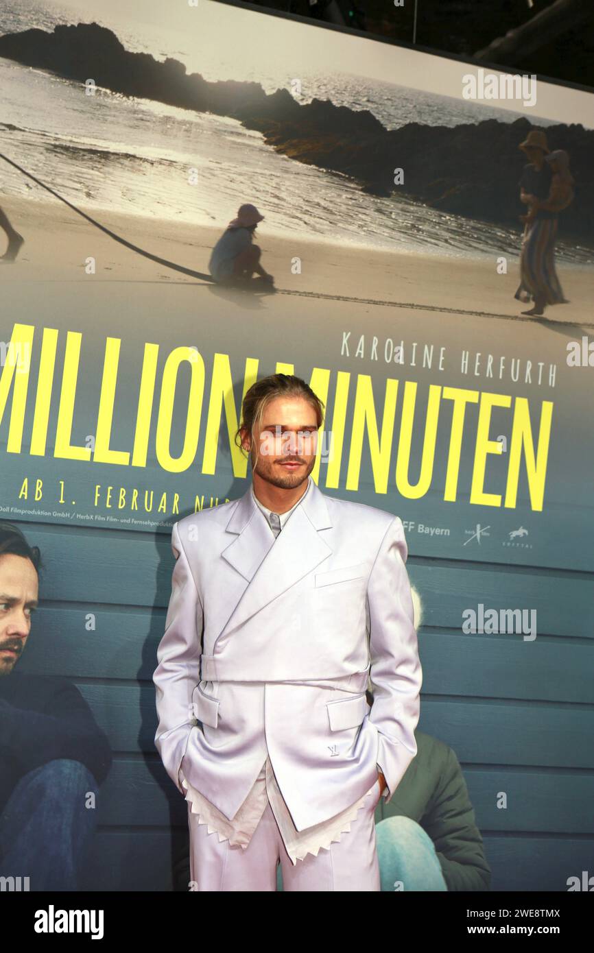 Berlin, Germany. 23rd Jan, 2024. Berlin: World premiere of 'Eine Million Minuten” at the Zoopalast. The photo shows, Rúrik Gíslason, a former Icelandic footballer, on the red carpet shortly before the world premiere of the film 'A Million Minutes' in front of the Zoopalast. (Photo by Simone Kuhlmey/Pacific Press) Credit: Pacific Press Media Production Corp./Alamy Live News Stock Photo