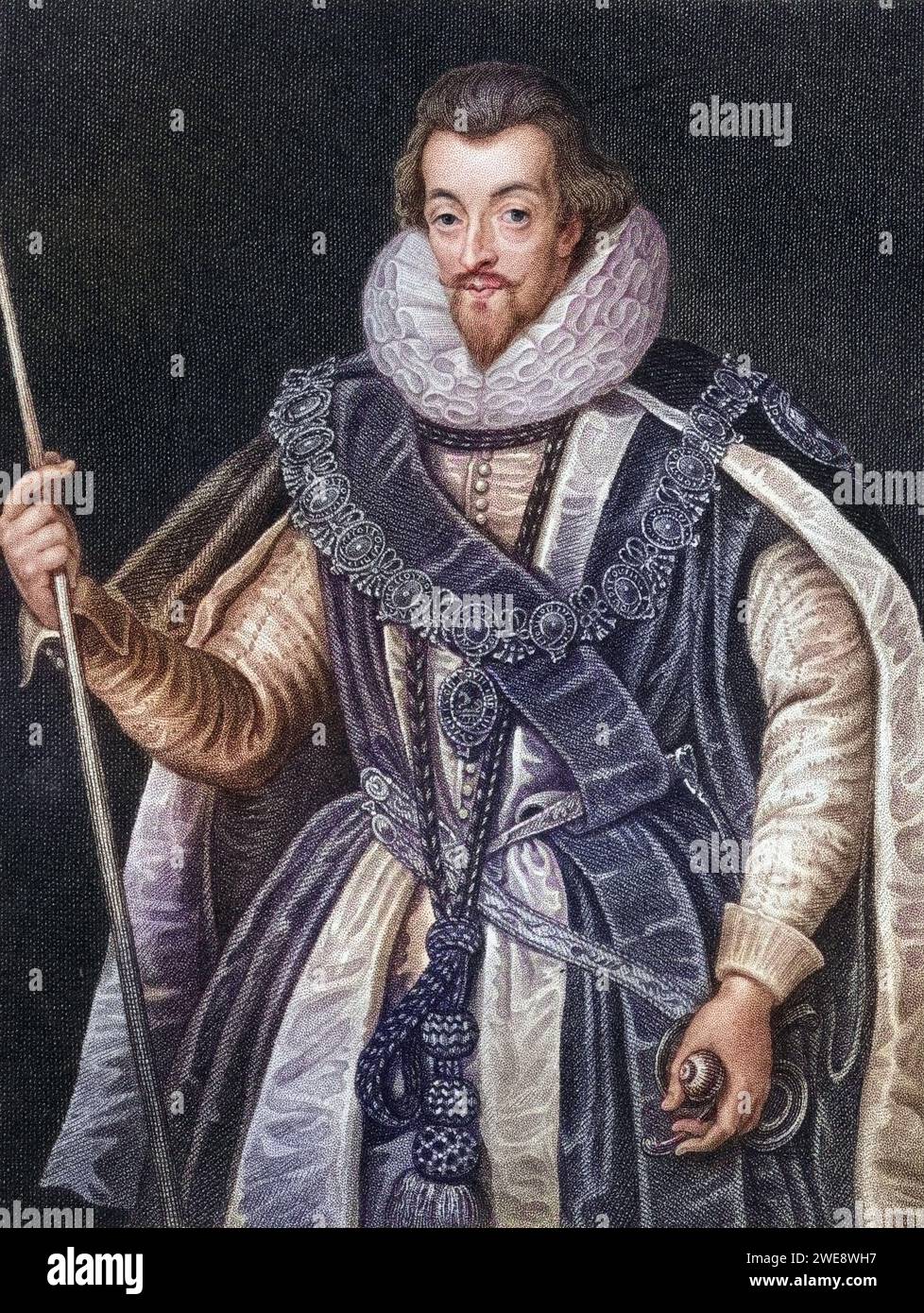 Robert Cecil 1. Graf von Salisbury, 1563-1612. Englischer Staatsmann. Aus dem Buch Lodges British Portraits, erschienen 1823., Historisch, digital restaurierte Reproduktion von einer Vorlage aus dem 19. Jahrhundert, Record date not stated Stock Photo