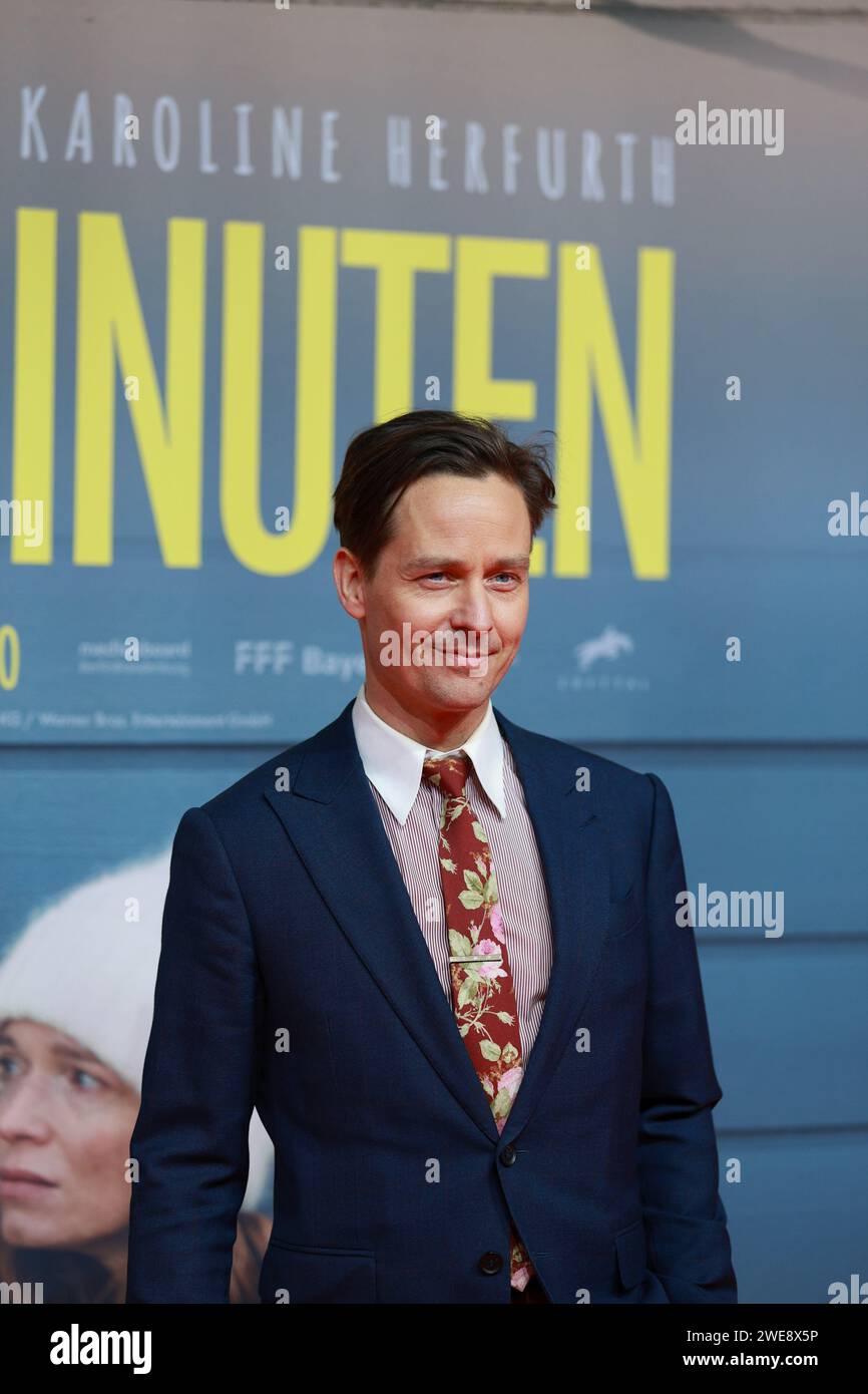 January 23, 2024, Berlin, Charlottenburg District Of The C, Germany: Berlin: World premiere of ''Eine Million Minuten'' at the Zoopalast. The photo shows the actor and musician Tom Schilling on the red carpet shortly before the world premiere of the film ''A Million Minutes'' in front of the Zoopalast. (Credit Image: © Simone Kuhlmey/Pacific Press via ZUMA Press Wire) EDITORIAL USAGE ONLY! Not for Commercial USAGE! Stock Photo