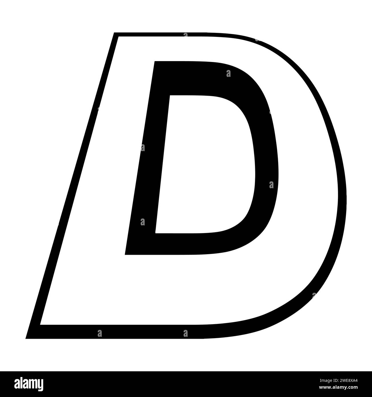 Logo letter d tall slender font letter d perspective height Stock Vector