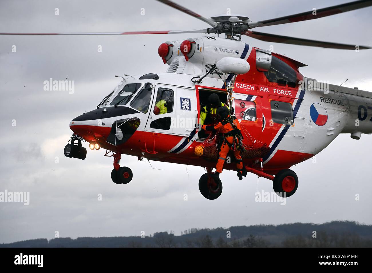 Presentation of the W-3A Sokol helicopter in airport Line, Czech ...