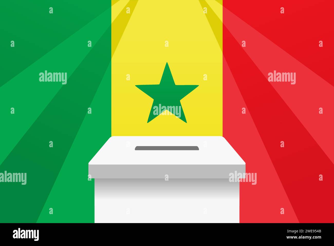 Senegal Presidential Election Illustration with Ballot Box Stock Vector