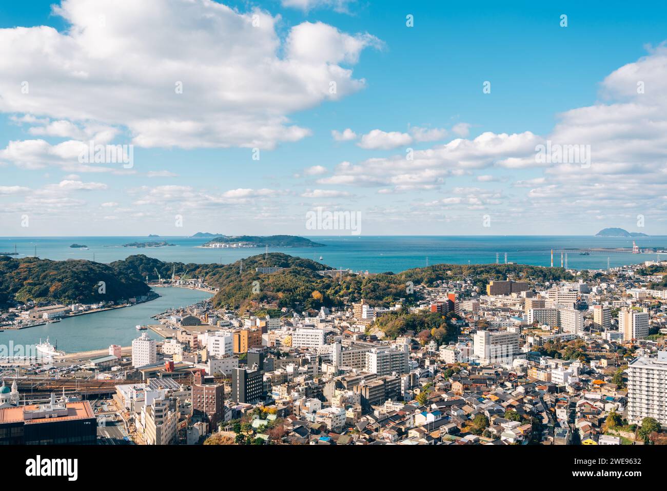Shimonoseki Kanmon Straits and city view in Yamaguchi, Japan Stock Photo