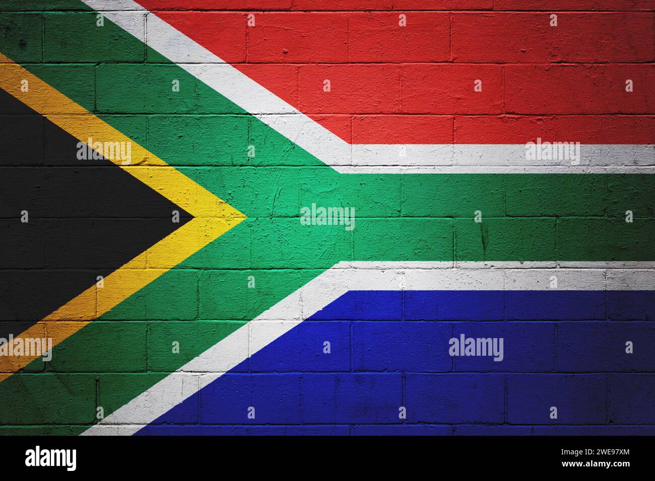 Flag of South Africa painted on a cinder block wall Stock Photo - Alamy