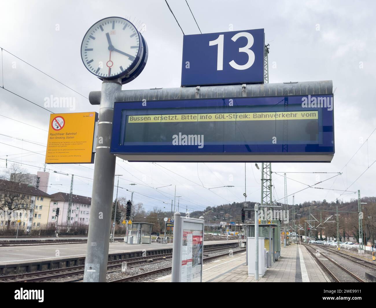 Tuebingen Die Lokfuehrergewerkschaft GDL Streikt, GDLSreik, Personenverkehr, Bahnstreik