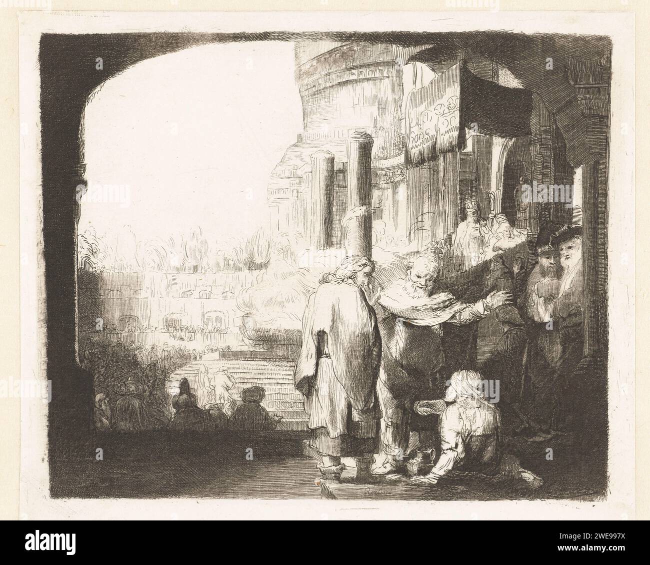 Peter and John heal a paralyzed man at the temple gate, anonymous ...