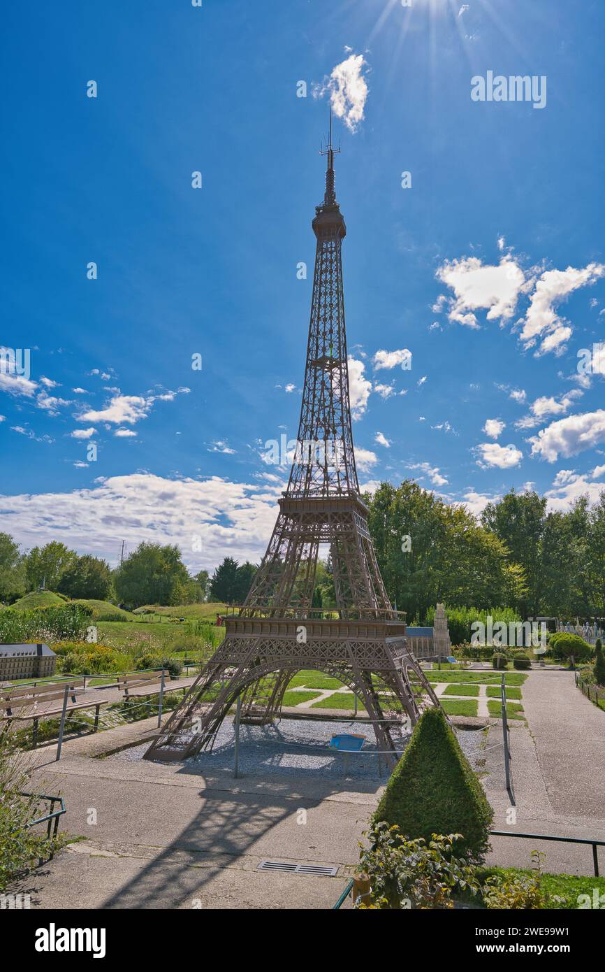 France Miniature, Élancourt, France, 08.19.2023, park tourist attraction, Eiffel Tower Stock Photo
