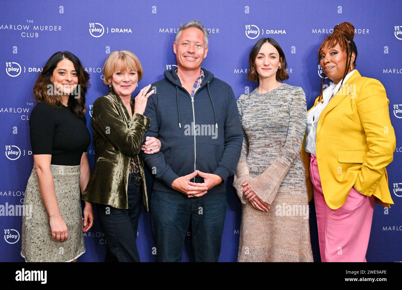 London, UK. 23rd Jan, 2024. (L-R) Natalie Dew, Samantha Bond, Robert ...