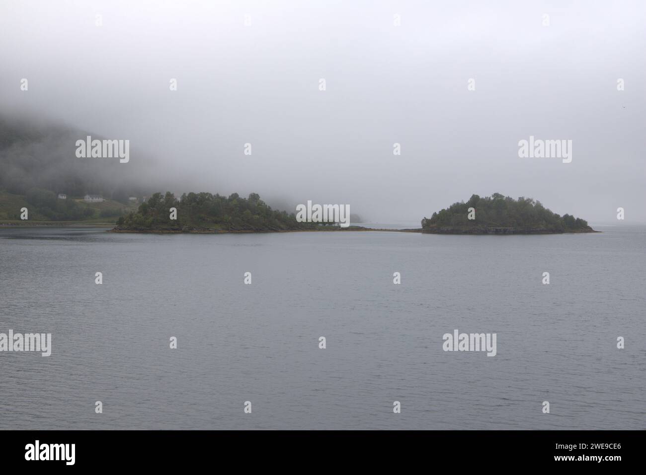 Foggy Tromsdalen Fjord Stock Photo