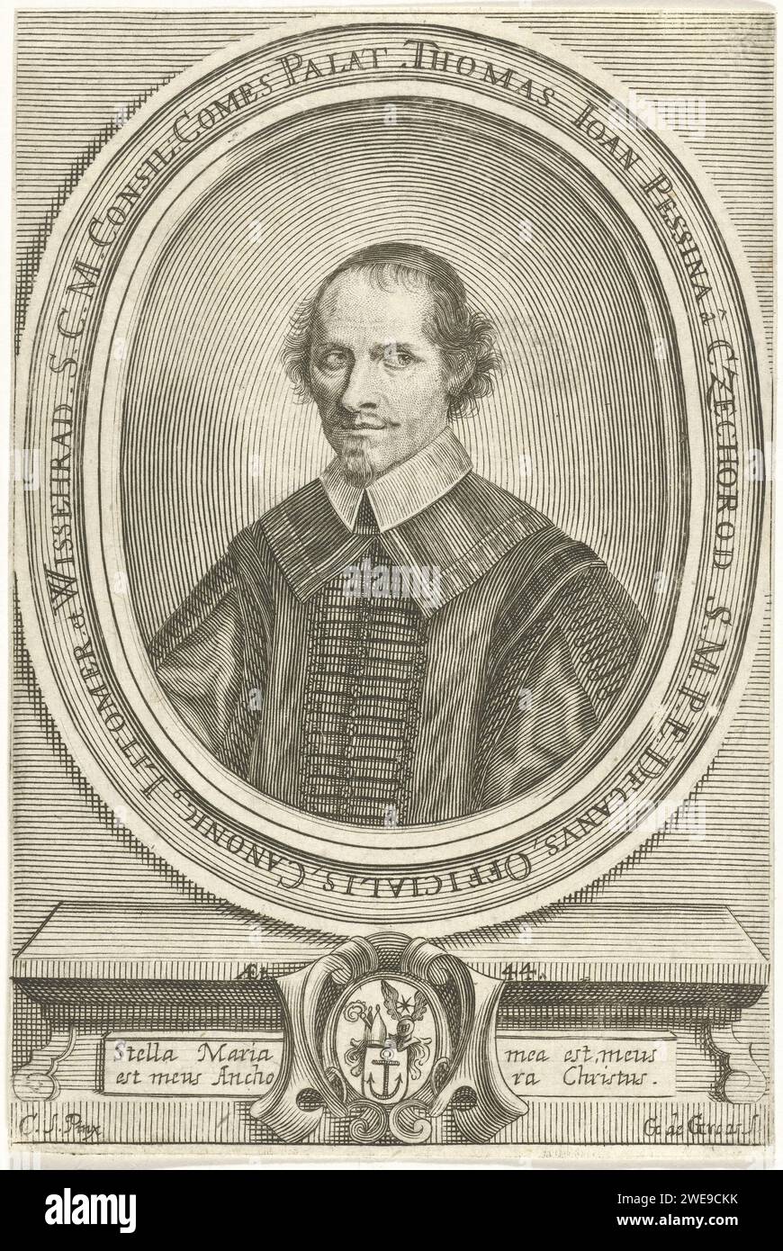Portrait of Petrus Lambertus, Jacobus Harrewijn, 1682 - 1732 print  Low Countries paper engraving / etching historical persons Stock Photo