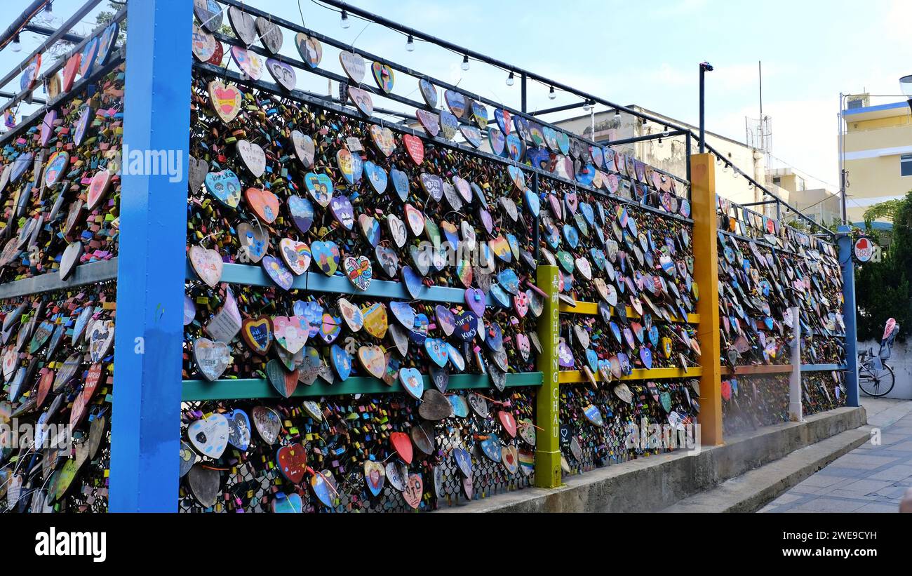 Love Lock, one of the most famous travel destinations of Hong Kong, especially to celebrate Valentine's Day Stock Photo
