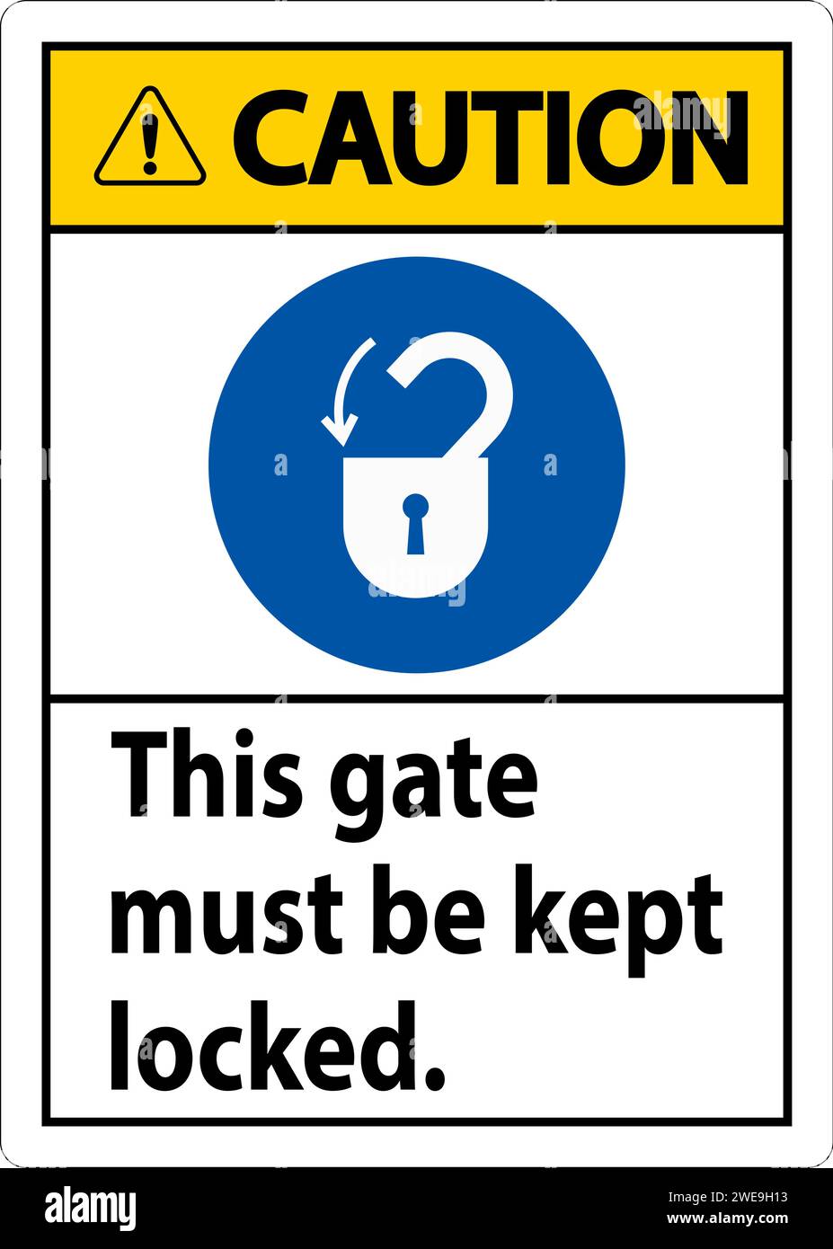 Caution Sign, Gate Must Be Kept Locked Stock Vector Image & Art Alamy
