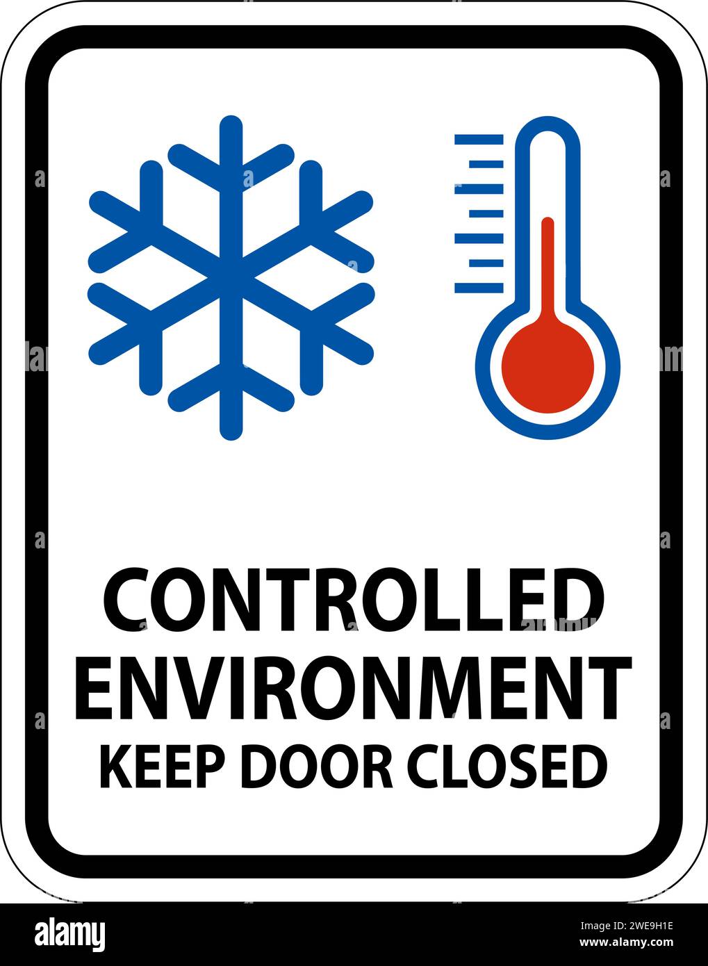 Caution Sign, Controlled Environment Keep Door Closed Stock Vector