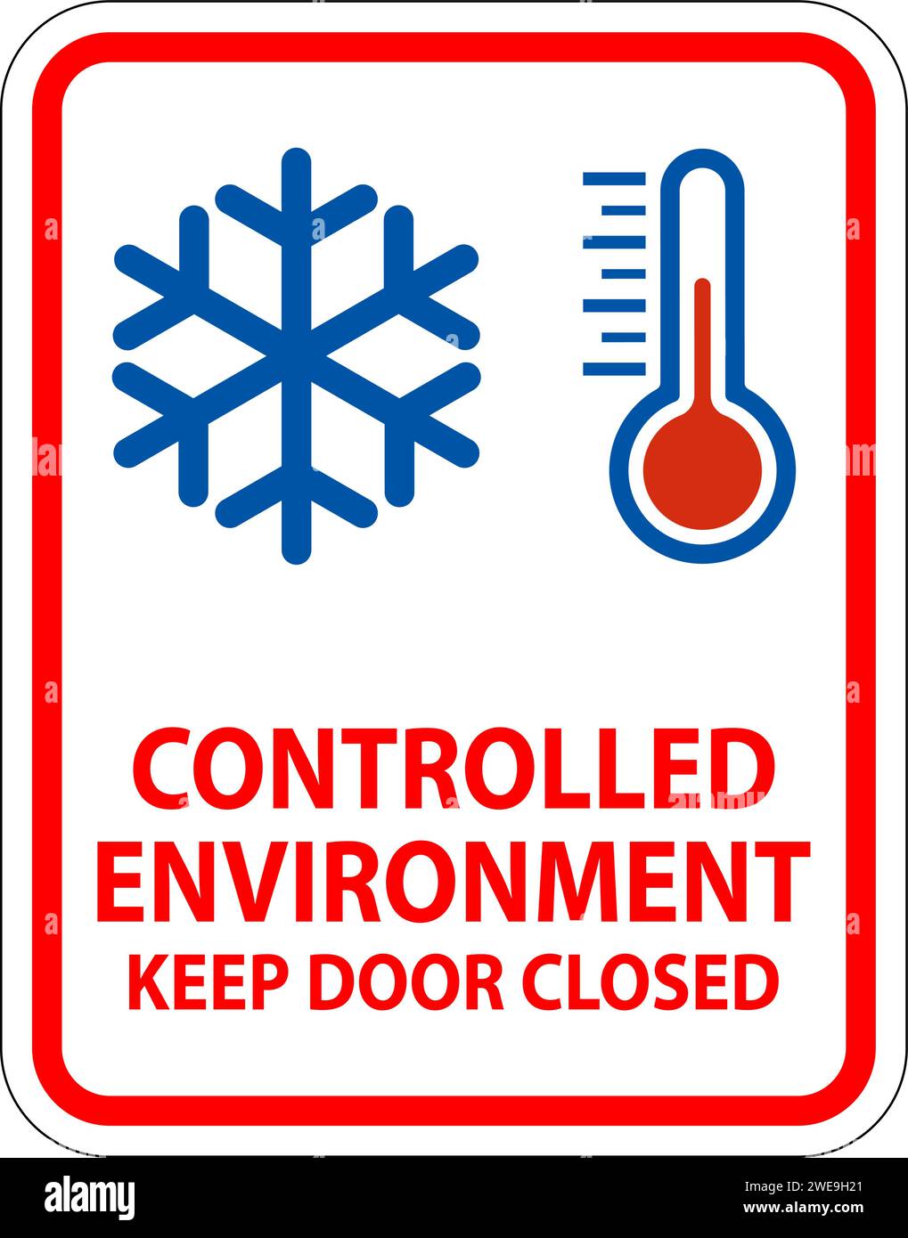 Caution Sign, Controlled Environment Keep Door Closed Stock Vector