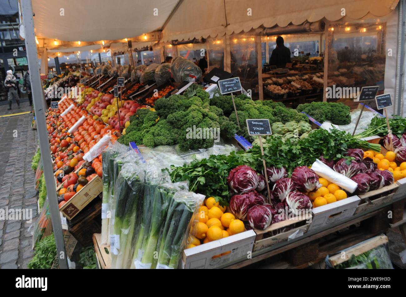 Copenhagen, Denmark /24 January 2024/farmer market or Fruit & vegetable