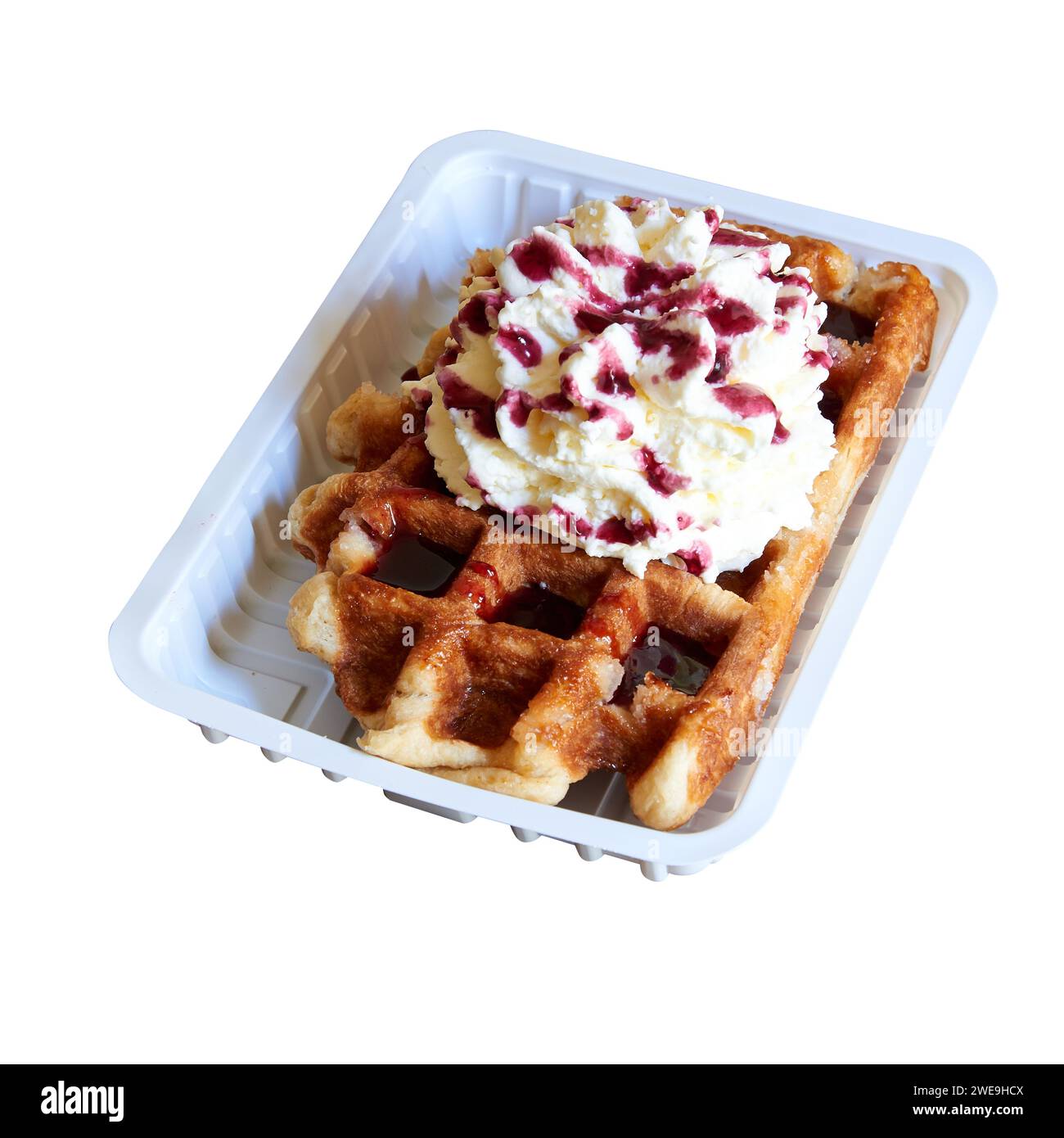 Liege waffle in packaging isolated on white background with clipping