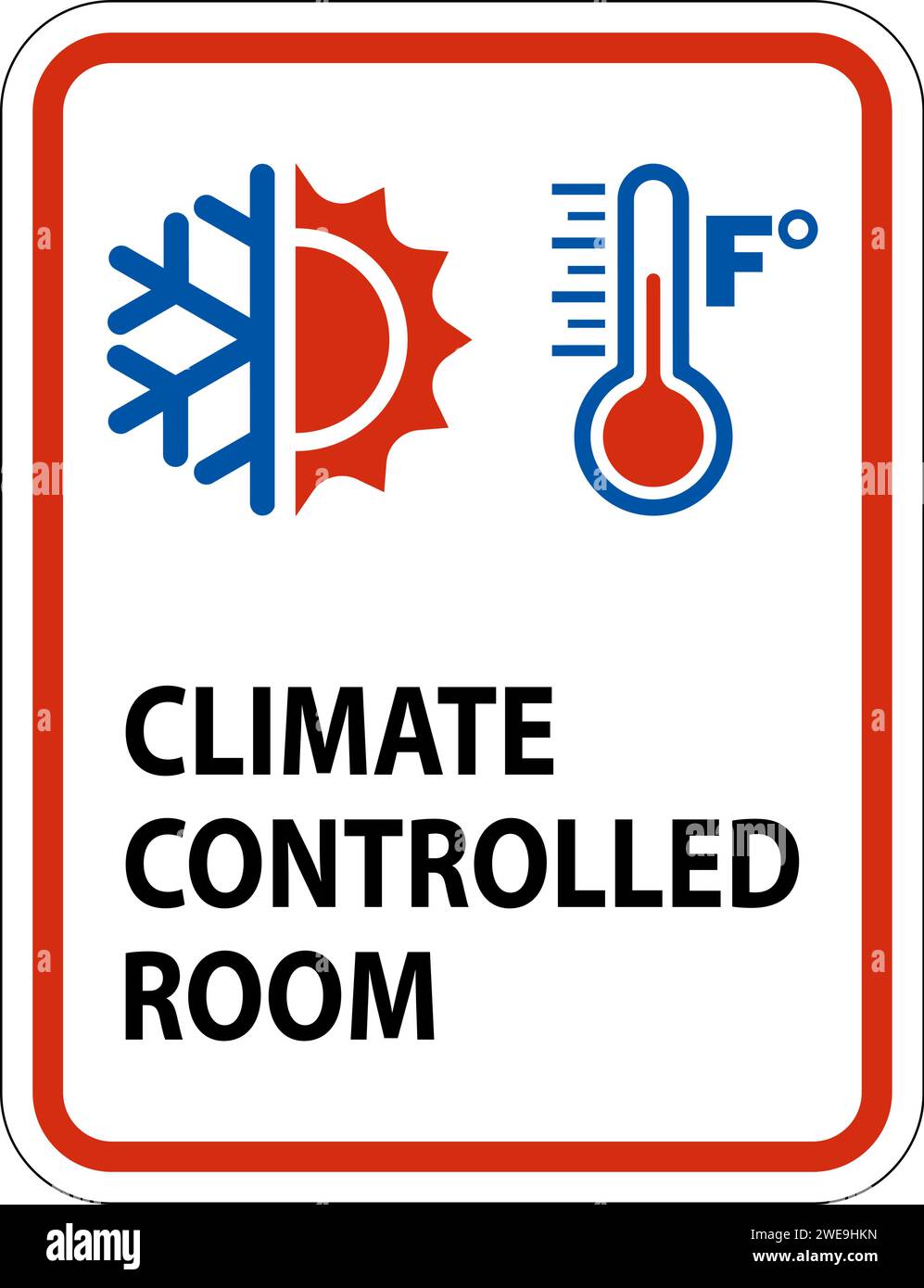 Door Safety Sign, Keep Doors Closed, Climate Controlled Room Stock