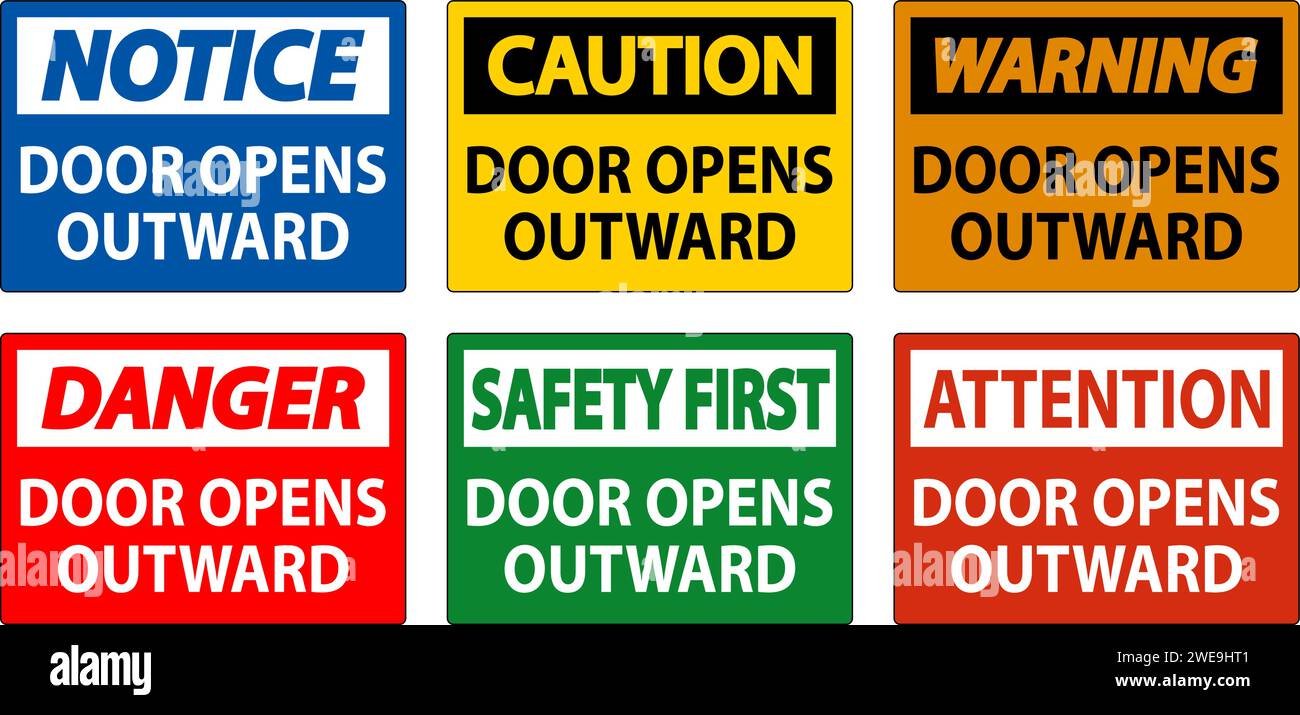 Caution Sign Door Opens Outward Stock Vector Image & Art Alamy