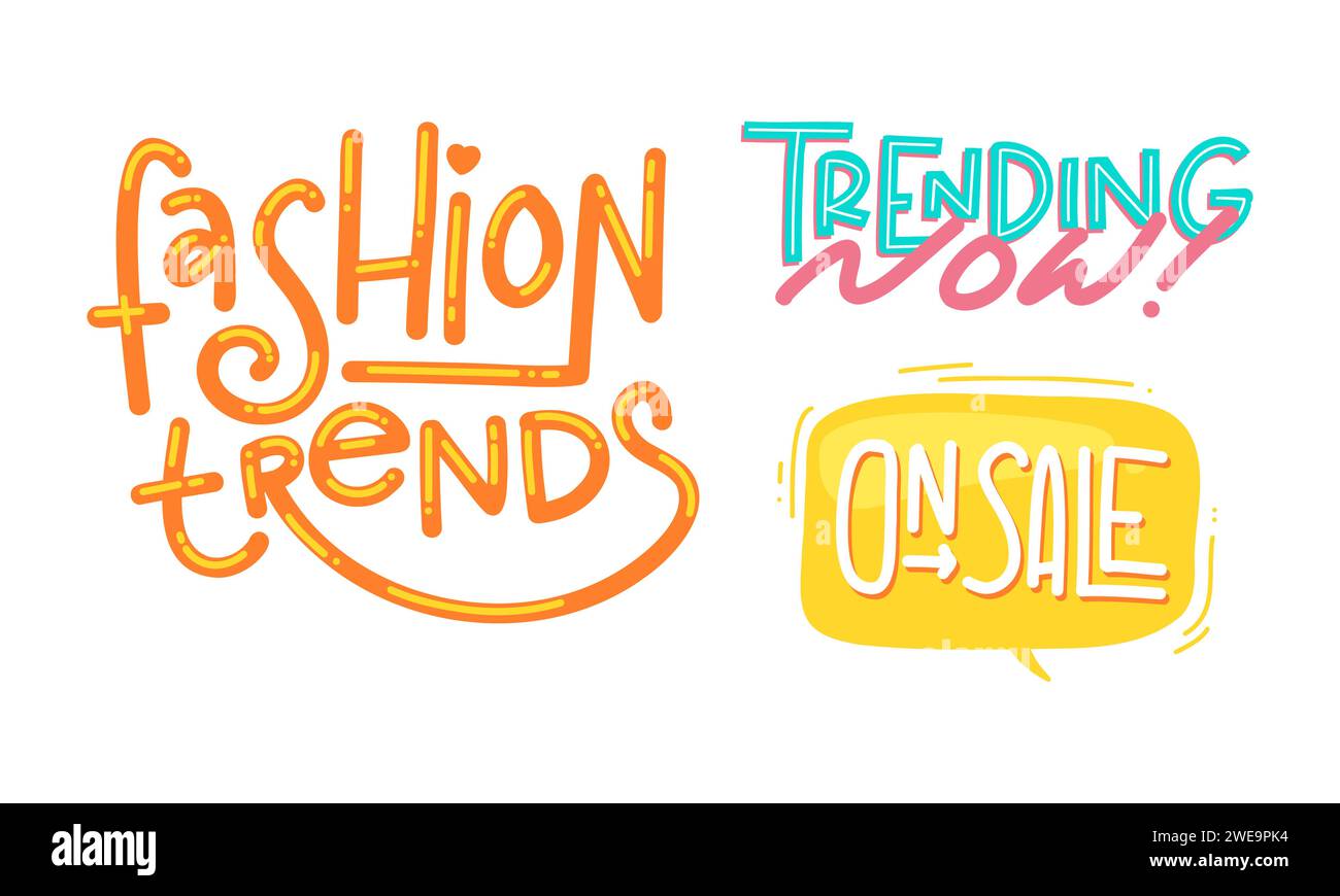 Cute colorful hand lettering phrase for fashion sales marketing in ...