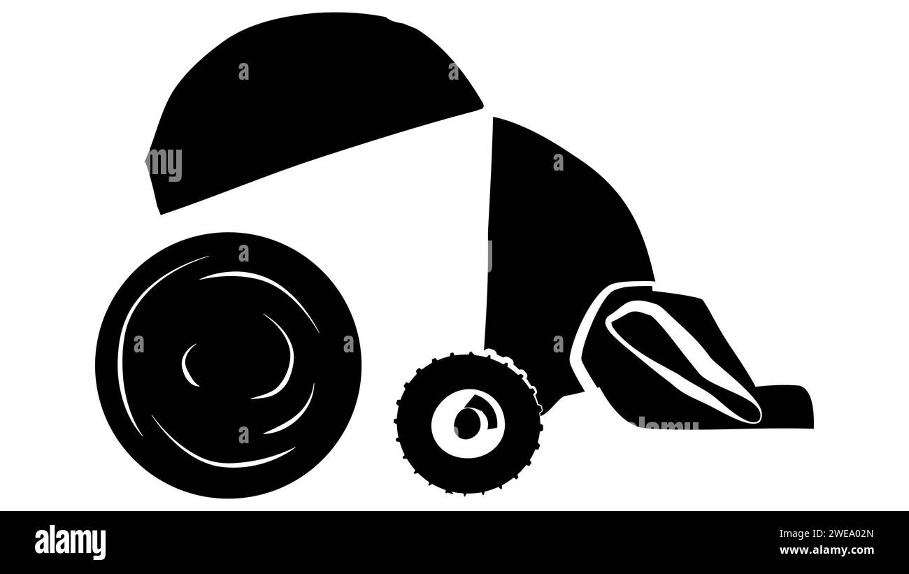 Hay baling machine silhouettes isolated on white background. Vector ...