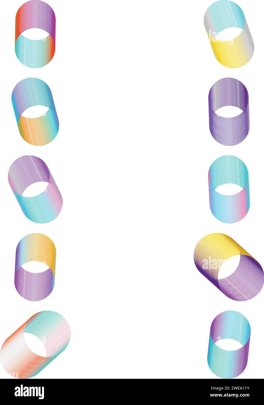 An abstract cut out futuristic gradient shape design element bundle. Stock Vector
