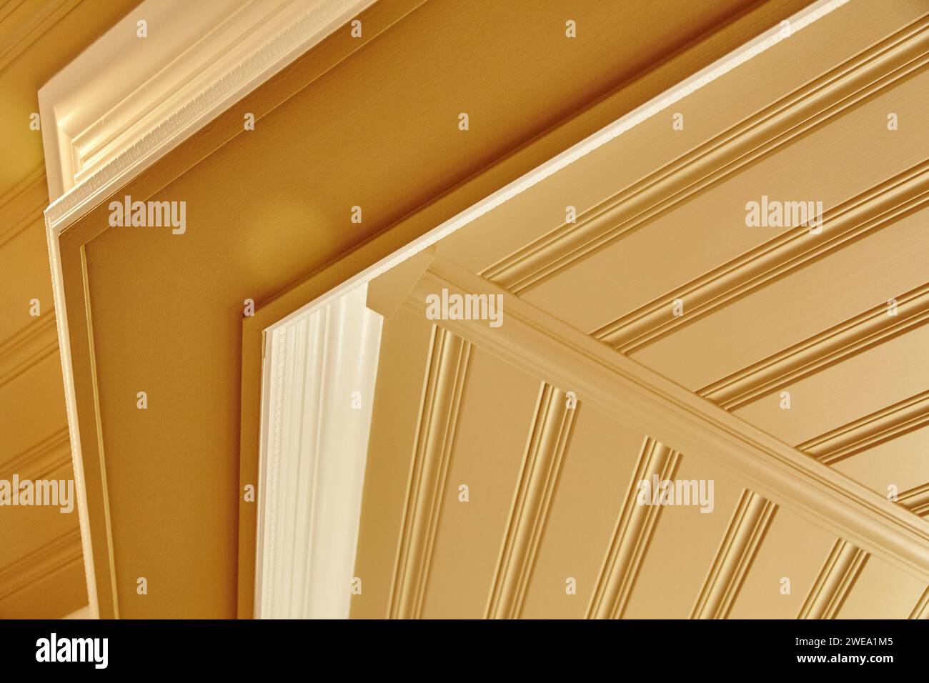 Textured Crown Molding Interior Design Reference: Elegant Crown Molding Detail In Luxurious Interior Low Angle View