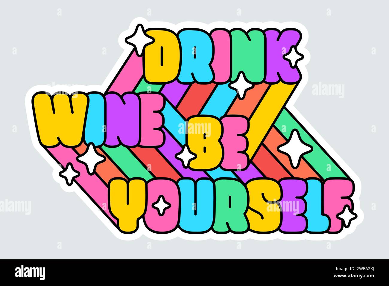 Wine bar Stickers Pack. Colorful fun stickers for wine brand, alcohol