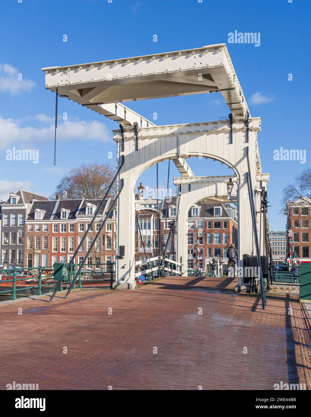 Magere Brug or Skinny Bridge across the Amstel river in Amsterdam the Netherlands Stock Photo