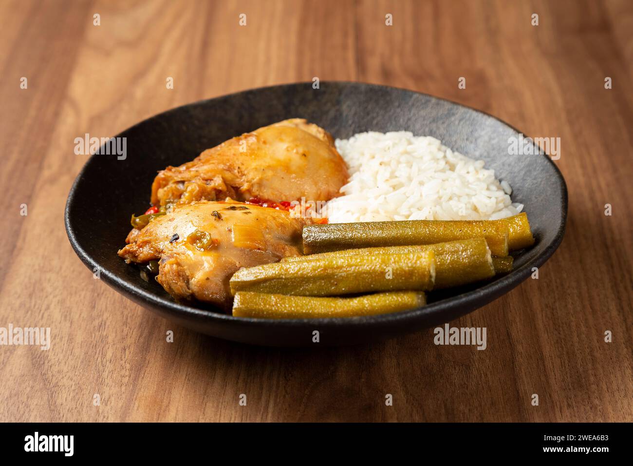 Chicken with okra and rice. Typical Brazilian dish Stock Photo Alamy