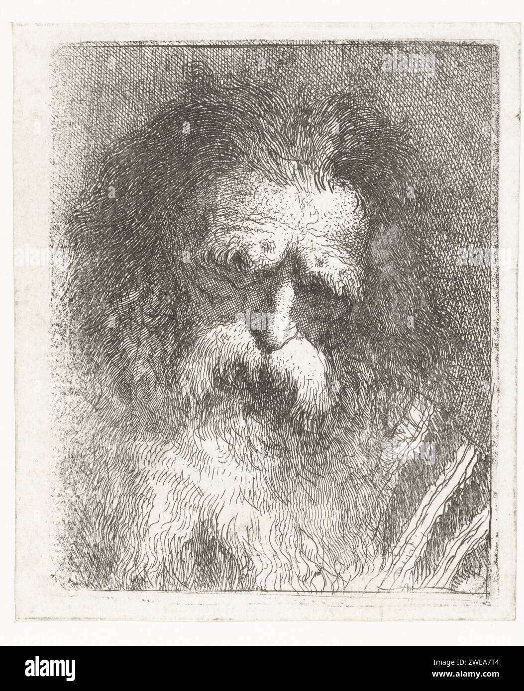 Old man with brushing eyebrows and beard, giovanni domenico tiepolo, after giovanni battista tiepolo, 1774 print  Venice paper etching person with big beard Stock Photo