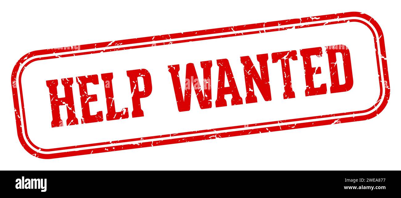 help wanted stamp. help wanted rectangular stamp isolated on white background Stock Vector
