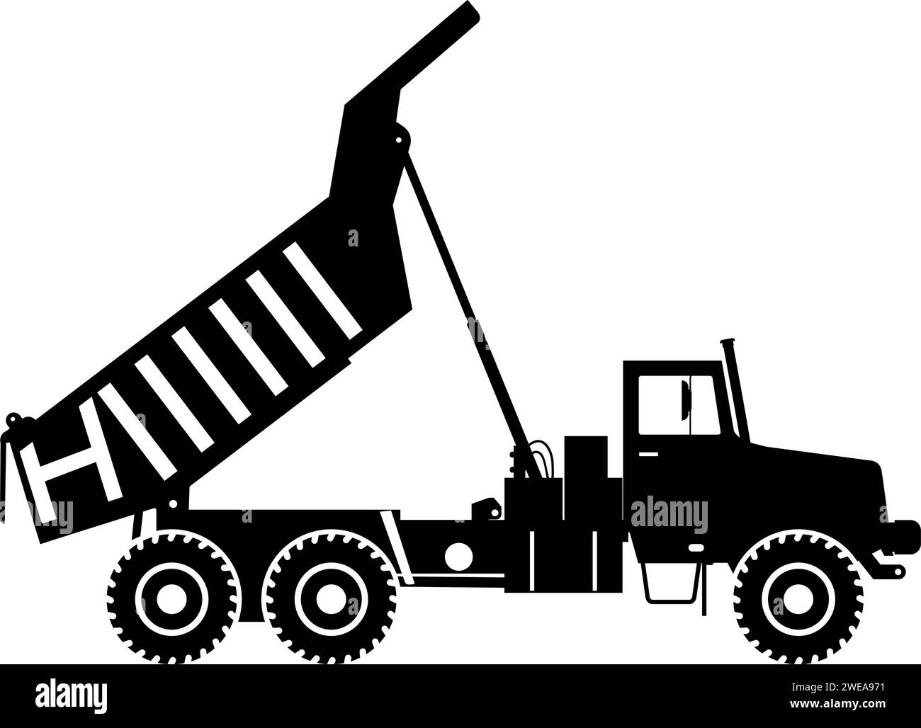Silhouette of Dump Truck Icon in Flat Style Stock Vector Image & Art ...