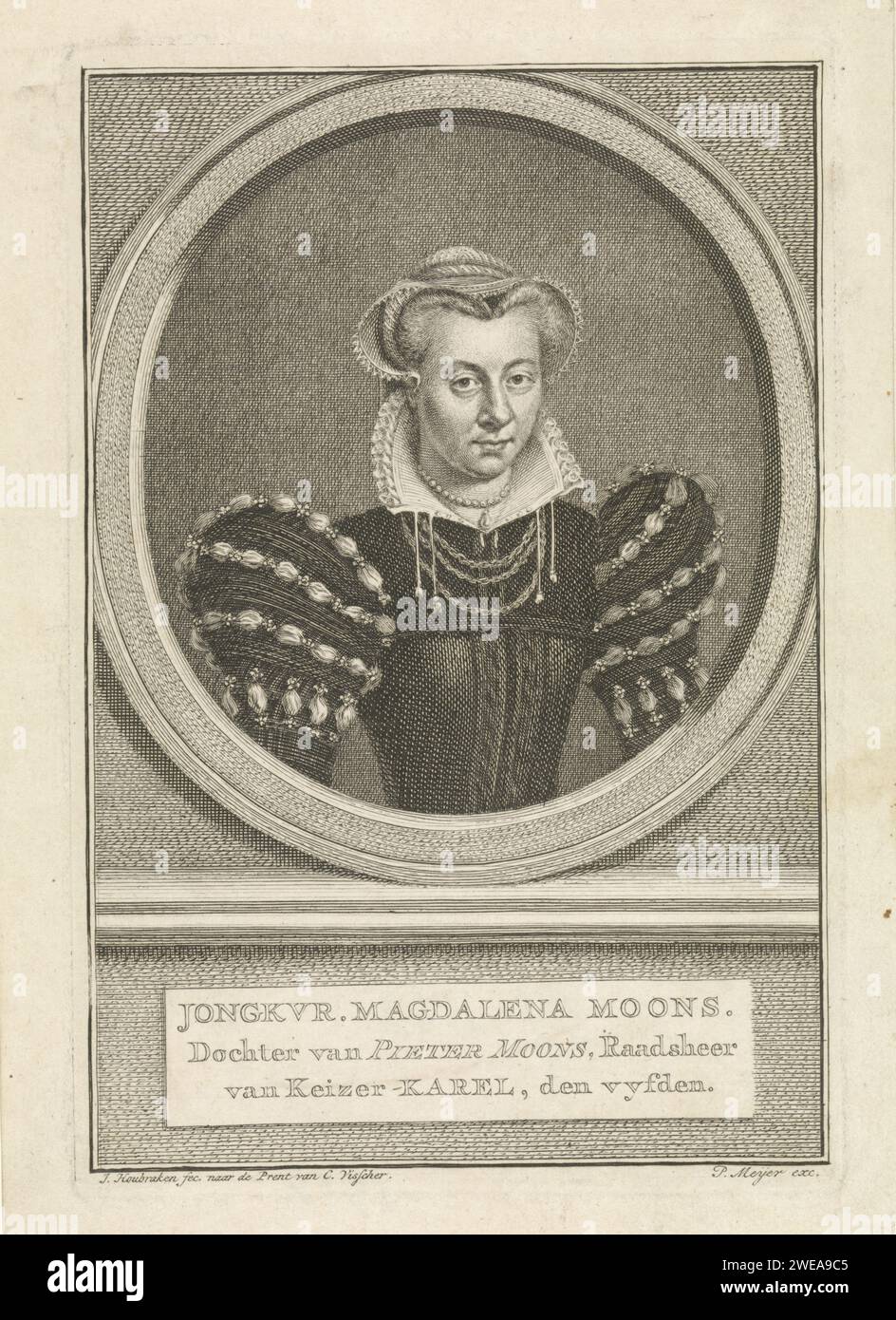 Portrait of Magdalena Moons, Jacob Houbraken, After Cornelis Visscher ...