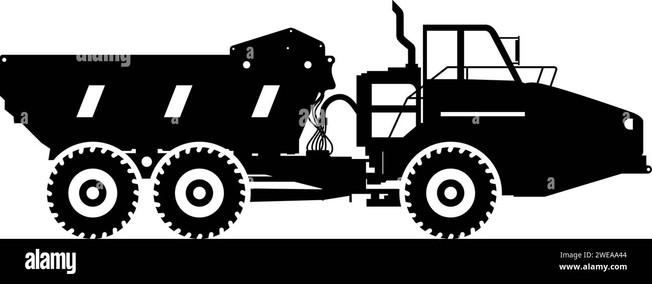 Silhouette of Dump Truck Icon in Flat Style Stock Vector Image & Art ...