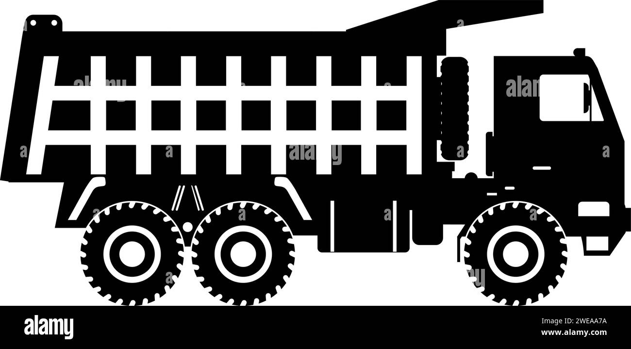 Silhouette of Dump Truck Icon in Flat Style Stock Vector Image & Art ...