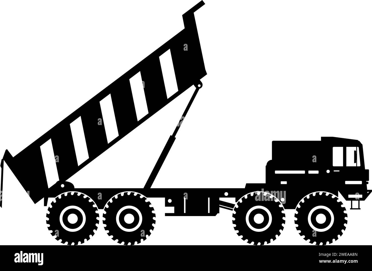 Silhouette of Dump Truck Icon in Flat Style Stock Vector Image & Art ...