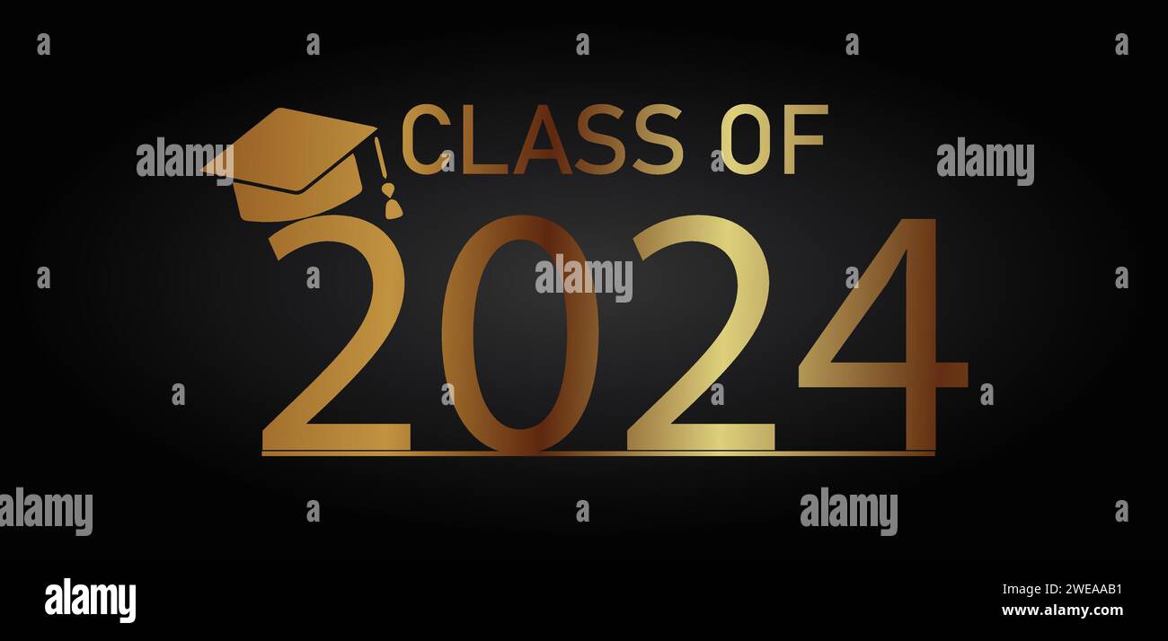 class of 2024 text illustration design Stock Vector