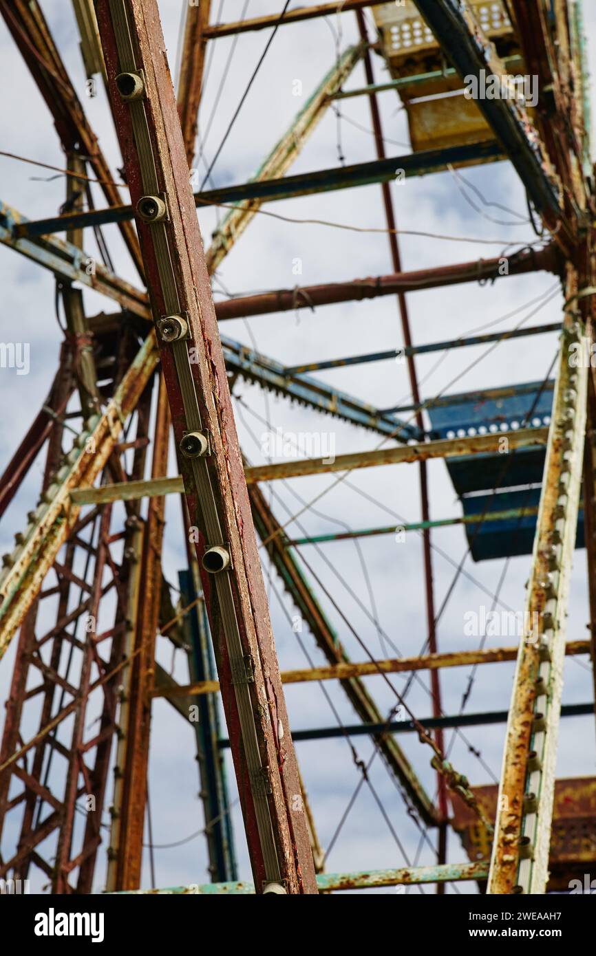 Abandoned Ferris Wheel, Rustic Decay, Cloudy Sky Perspective Stock ...