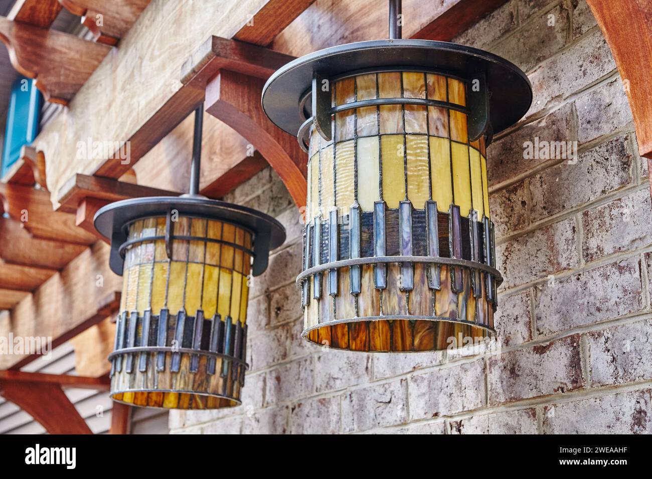 Stained glass store lanterns outdoor