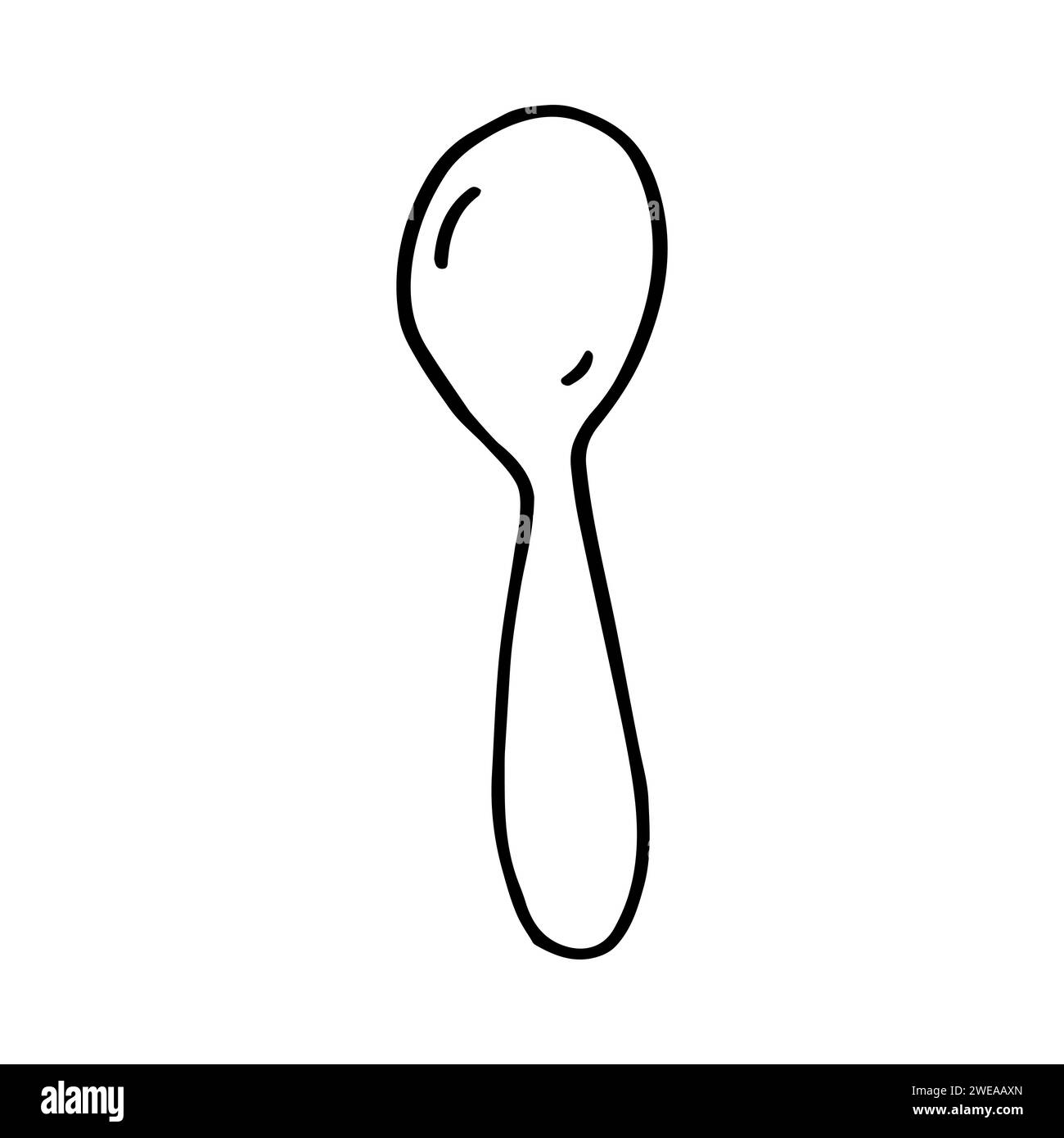 Black and white vector illustration of spoon in doodle style Stock Vector